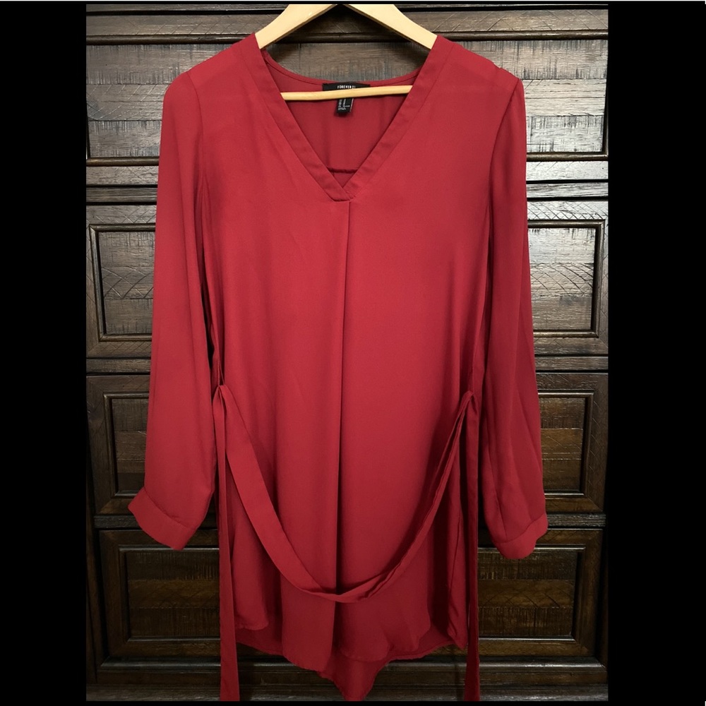 Crimson V-Neck Dress